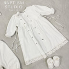 Personalized Baby Baptism Outfit Set – Ivory Velour Christening Set with Initial