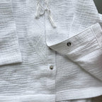 Baby Boy Baptism Outfit – White Muslin Christening Set with Shirt & Pants, White Embroidery