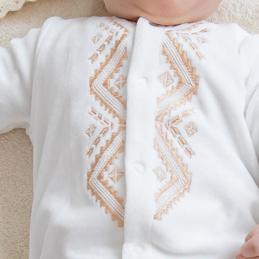Luxury Baby Christening Set – Velour Romper & Hat + Hooded Baptism Towel