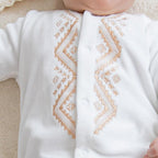 Luxury Baby Christening Set – Velour Romper & Hat + Hooded Baptism Towel