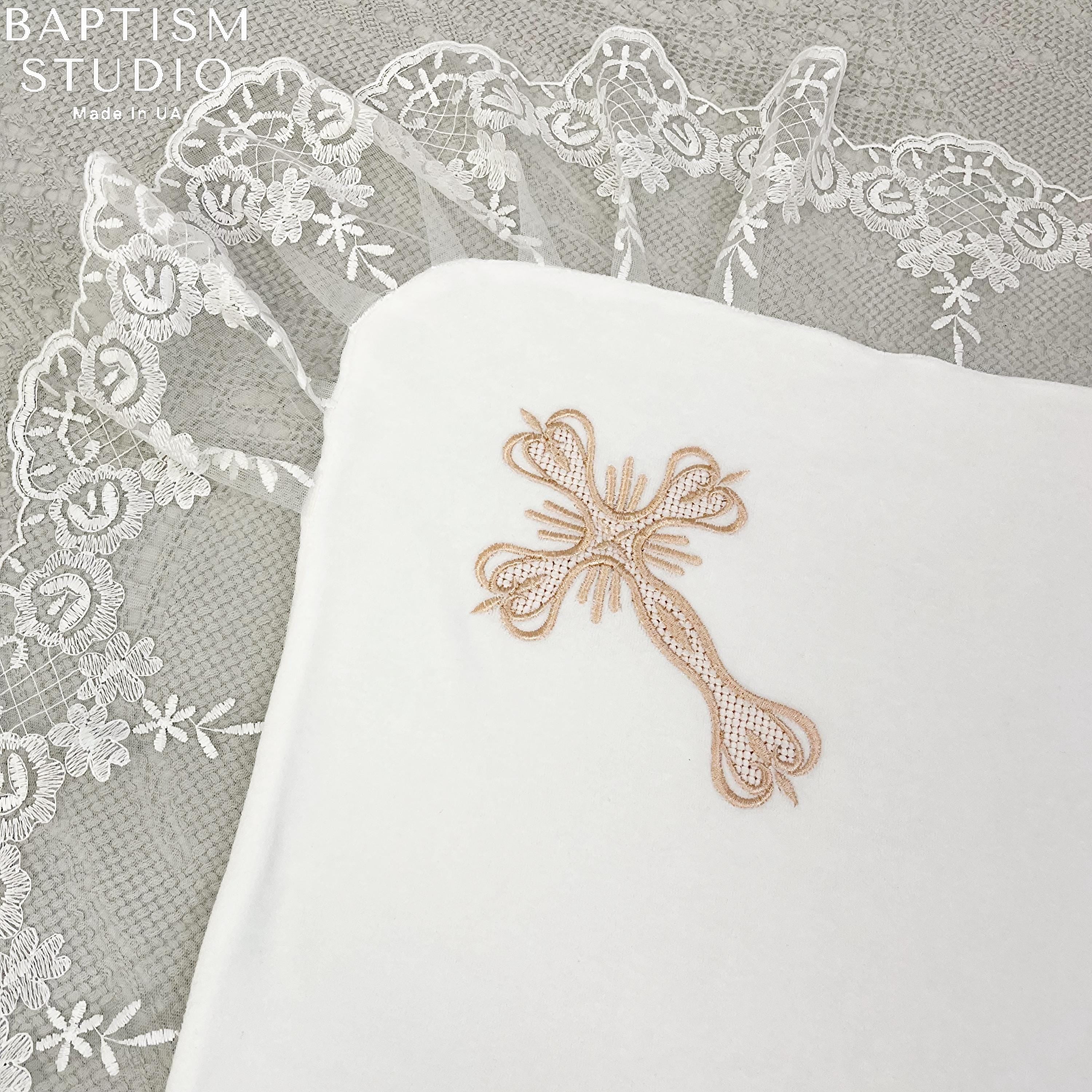 Luxury Light Ivory Christening Set for Baby Girl – Velour Dress, Blanket, Accessories