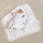 Luxury Baby Baptism Dress  Set – White Baby Girl Christening Gown with Lace – Newborn Baptism Outfit
