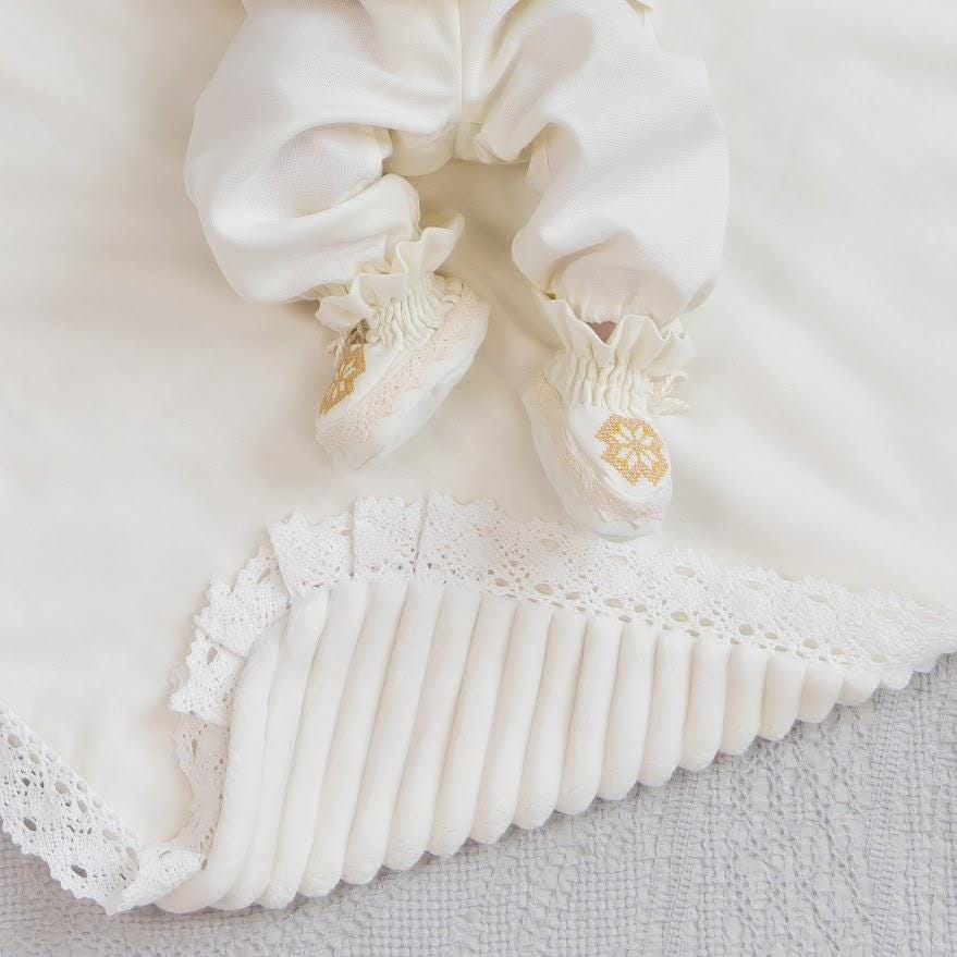 Baby Boy Christening Outfit with Baptism Towel and Candles