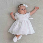 Baby Girl Baptism Set with Muslin Dress, Personalized Blanket and Candles – Christening Outfit