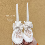 Christening Candle Set for Baby • Lace Baptism Candles • Handmade Orthodox Catholic Ceremony Candles