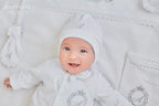 Personalized Linen Christening Set for Baby Boy - Natural velor Baptism Outfit