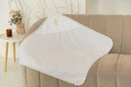 Orthodox baptism blanket with hood, white linen with embroidered cross and dove