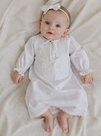 White Linen Baby Boy Baptism Gown – Christening Robe, Infant Blessing Outfit