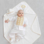 Baby Boy Christening Outfit with Hooded Baptism Towel
