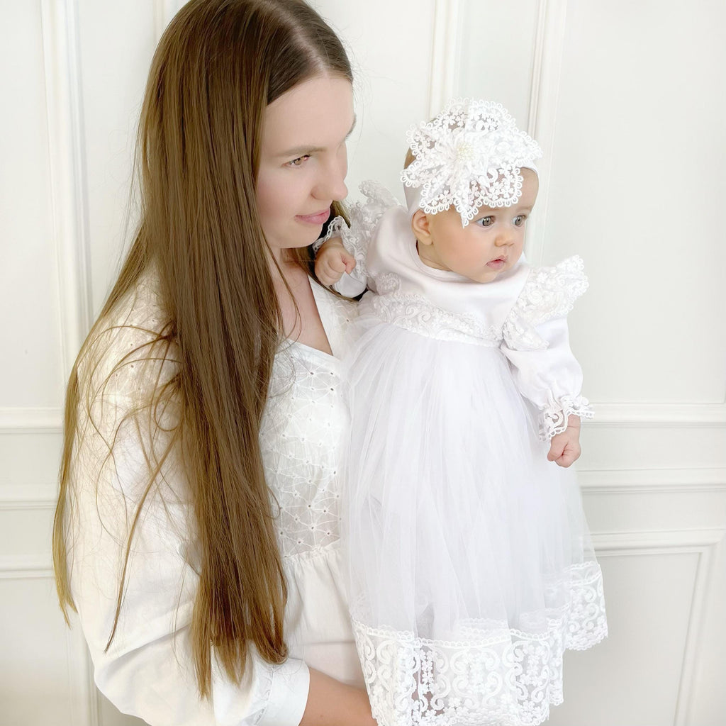 Luxury Linen Baptism Set for Baby Girl