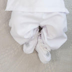 Baby Boy Baptism Outfit – White Linen Christening Set with Shirt, Pants, Booties & Hat