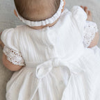 Baby Girl Baptism Set with Muslin Dress, Personalized Blanket and Candles – Christening Outfit