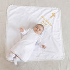 Personalized Baby Baptism Linen Gown & Blanket – Custom Christening Outfit with Embroidery