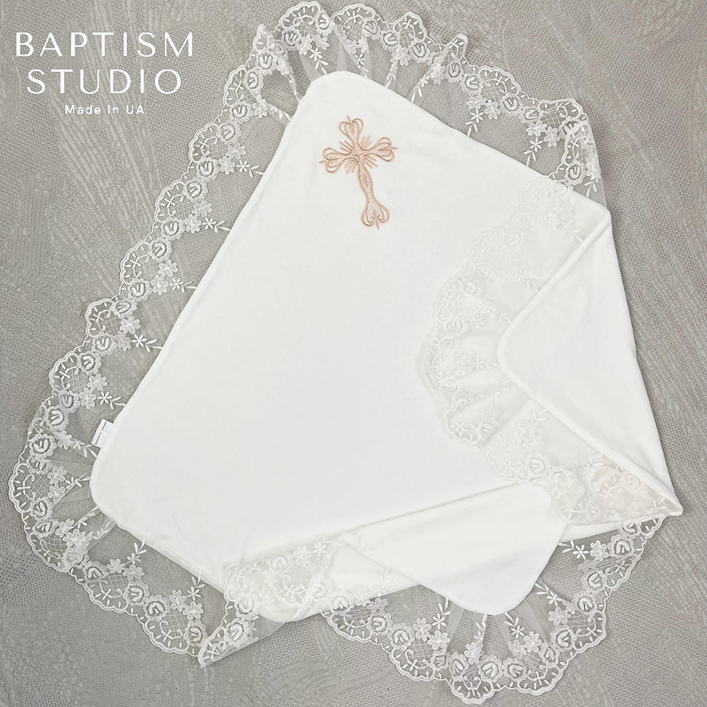 Luxury Light Ivory Christening Set for Baby Girl – Velour Dress, Blanket, Accessories