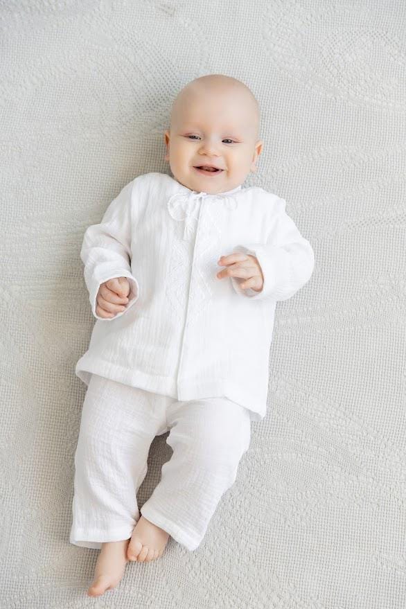 Personalized Baby Baptism Set – Soft Muslin Blanket, Outfit, and Soy Candles Gift Set