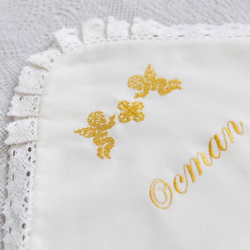 Baby Boy Christening Outfit with Baptism Towel and Candles