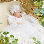 Luxury Linen Baptism Set for Baby Girl