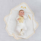 Unisex linen baptism outfit for baby boys and girls