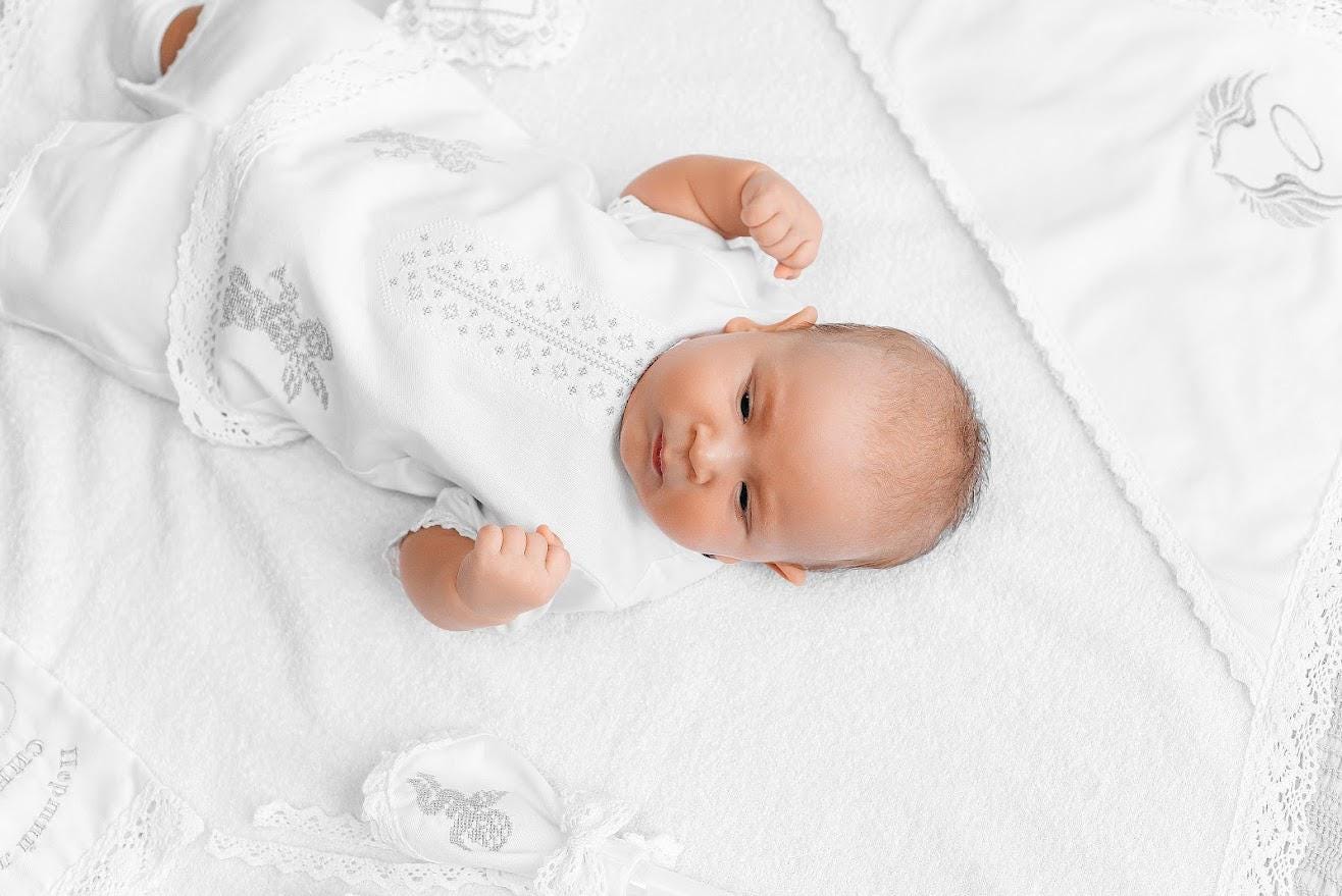 Linen Baby Boy Christening Set – Baptism Clothes with Blanket, Candle Covers & Accessories for Newborn Boy