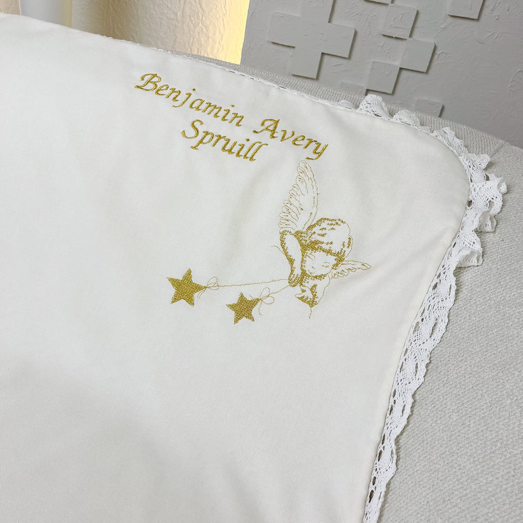 Personalized Linen Baptism Outfit Set with Blanket