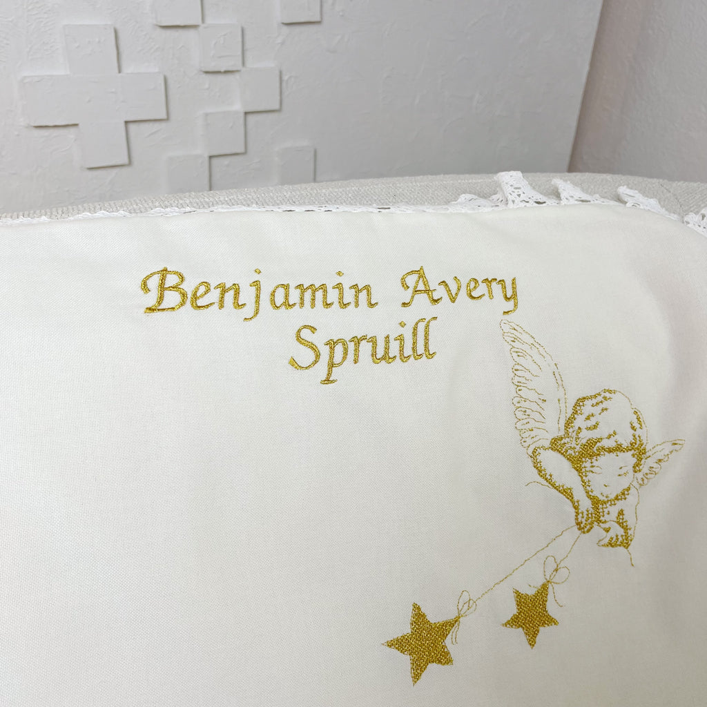 Personalized Linen Baptism Outfit Set with Blanket