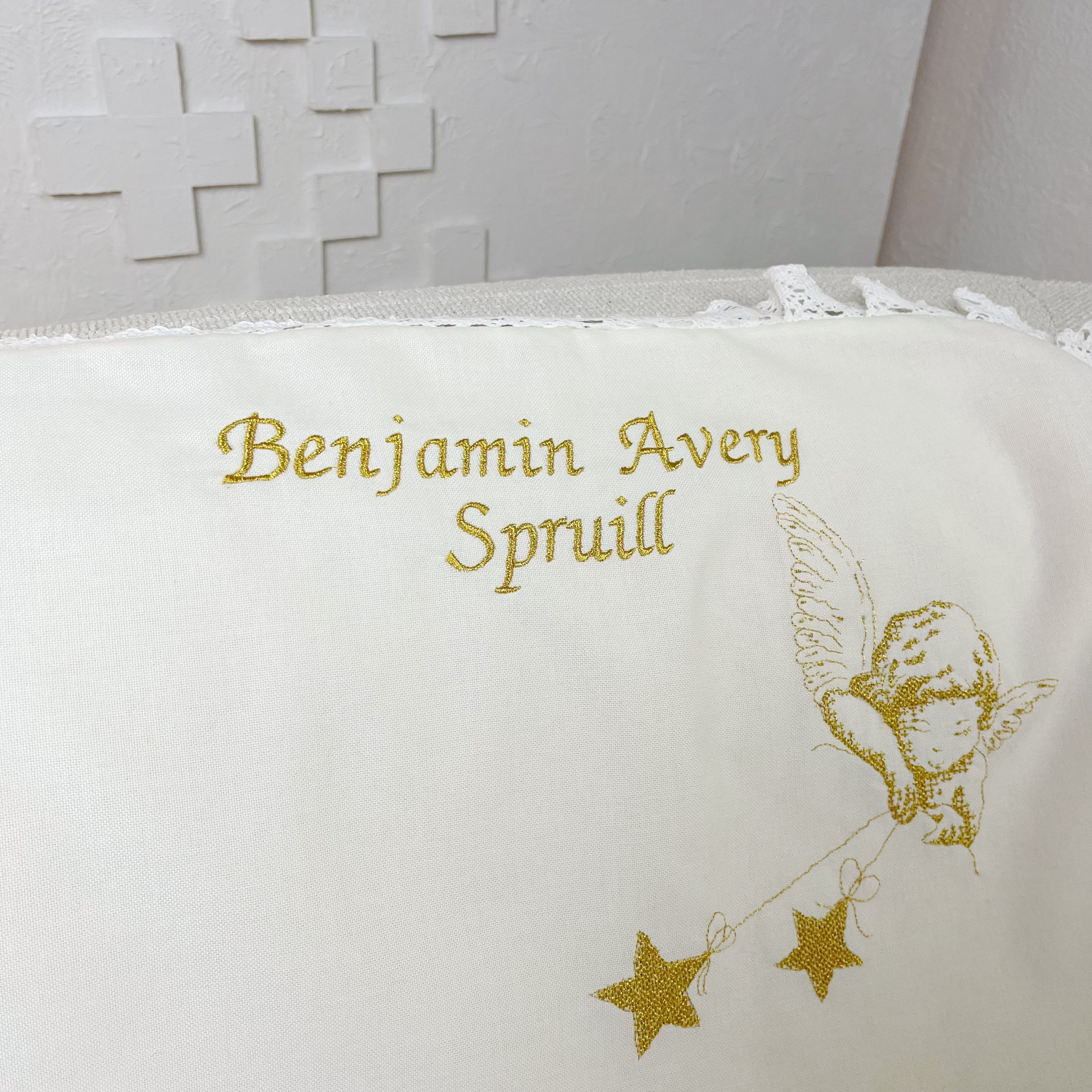 Personalized Linen Baptism Outfit Set with Blanket