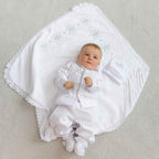 Linen Baby Boy Baptism Outfit – Ukrainian Christening Set with Silver Embroidery (4 pcs)