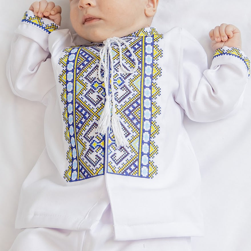 Traditional Baby Outfit Set – Shirt, Pants, Booties & Hat