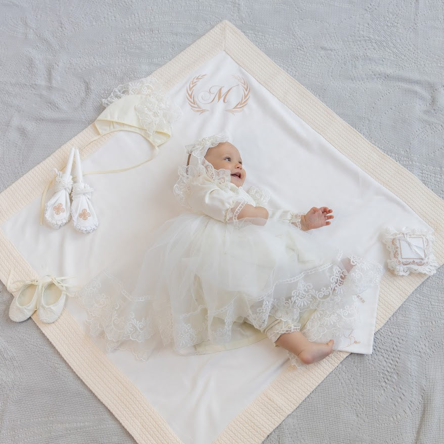 Elegant ivory baptism set for baby girl