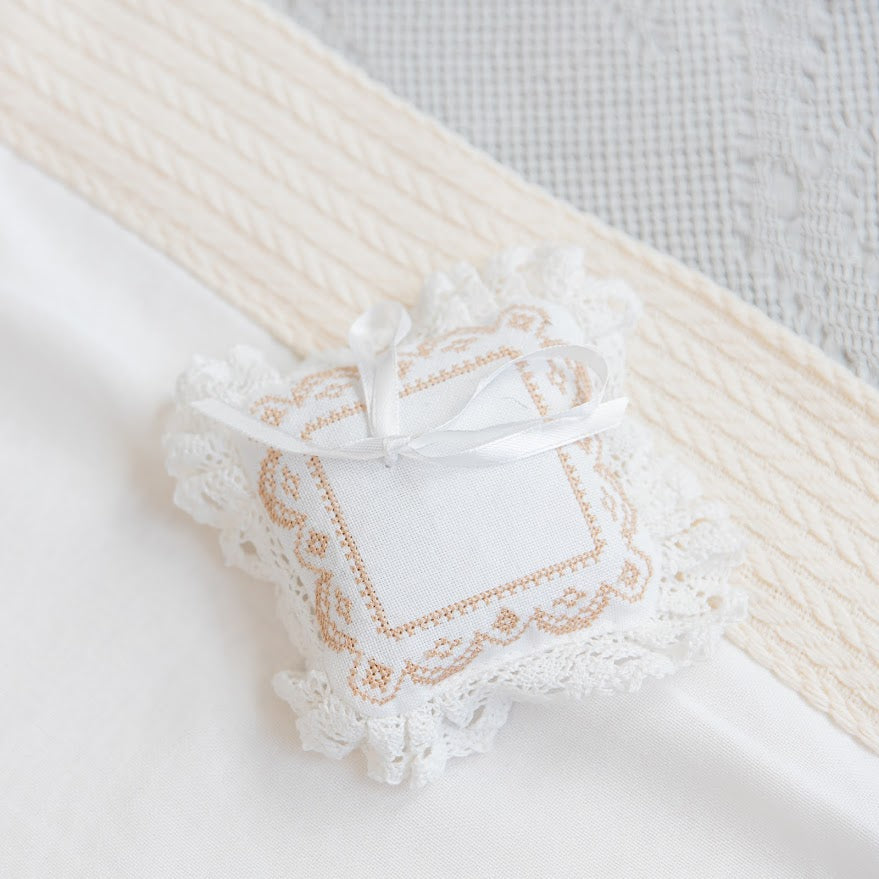 Luxury Linen Baptism Outfit Set for Baby Girl with Blanket | Ivory Christening Set