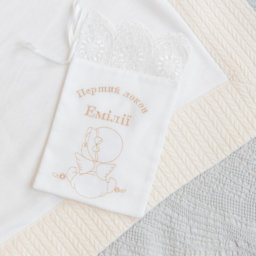 Luxury Linen Baptism Outfit Set for Baby Girl with Blanket | Ivory Christening Set