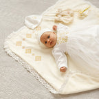 Luxury Baby Girl Christening Set with Kryzhma Blanket – Dress, Accessories, Candles & Pillow