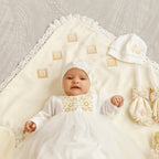 Luxury Baby Girl Christening Set with Kryzhma Blanket – Dress, Accessories, Candles & Pillow