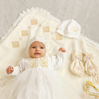 Luxury Baby Girl Christening Set with Kryzhma Blanket – Dress, Accessories, Candles & Pillow