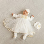Luxury Baby Girl Christening Set with Kryzhma Blanket – Dress, Accessories, Candles & Pillow