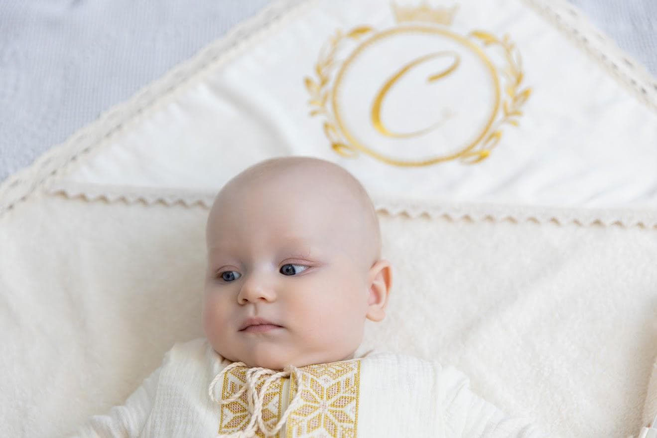 Baptism Set for Baby – Muslin Christening Outfit with Hooded Terry Towel | Personalized Christening Gift