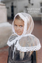 White Lace Baptism Scarf for Girls – Child Church Veil | Orthodox Head Covering