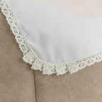 Orthodox Baptism Blanket with Hood – White Linen, Embroidered Cross and Dove, Christening Gift for Baby