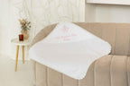 Personalized Linen Baptism Blanket – Lace Christening Shawl with Custom Embroidery