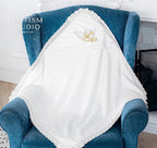 Personalized Hooded Baptism Towel – Embroidered Christening Gift with Lace Trim