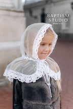 White Lace Baptism Scarf for Girls – Child Church Veil | Orthodox Head Covering