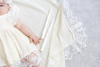 Ivory Muslin Summer Baptism Set for Baby Girl with Luxurious Lace