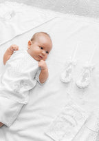 Linen Baby Boy Christening Set – Baptism Clothes with Blanket, Candle Covers & Accessories for Newborn Boy