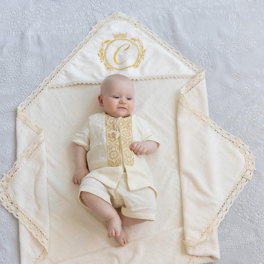 Baptism Set for Baby – Muslin Christening Outfit with Hooded Terry Towel | Personalized Christening Gift