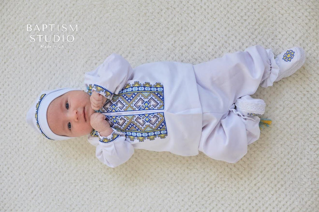 Traditional Baby Outfit Set – Shirt, Pants, Booties & Hat
