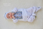Traditional Baby Outfit Set – Shirt, Pants, Booties & Hat