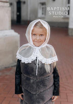 White Lace Baptism Scarf for Girls – Child Church Veil | Orthodox Head Covering