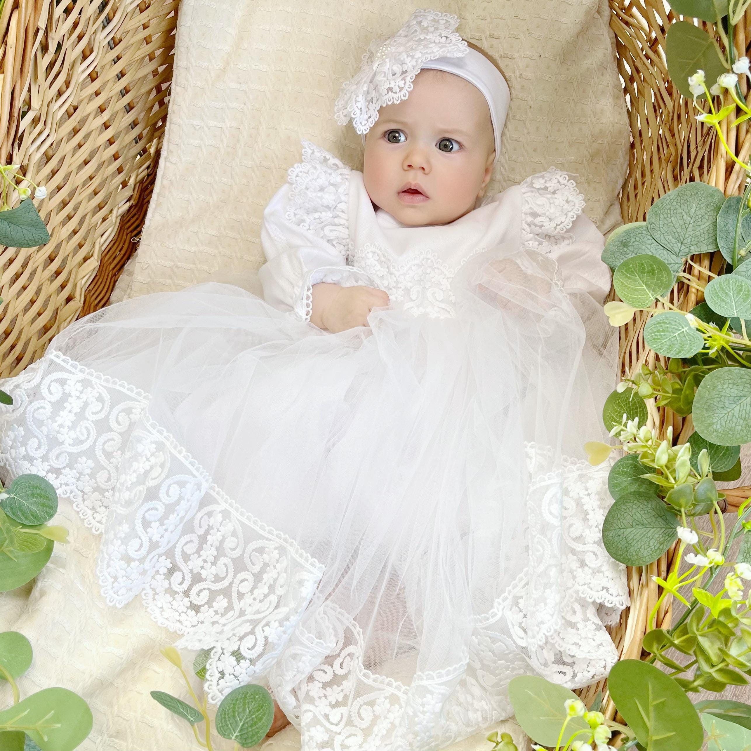 Luxury Linen Baptism Set for Baby Girl