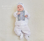 Traditional Baby Outfit Set – Shirt, Pants, Booties & Hat