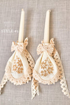 Christening Candle Set for Baby • Lace Baptism Candles • Handmade Orthodox Catholic Ceremony Candles